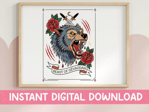 Beast of Gevaudan Flash Tattoo Embroidery