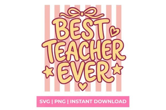 Best Teacher Ever Retro Pink Striped SVG