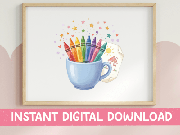 Crayons in Cup: A Whimsical Embroidery Delight