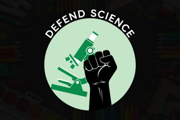 Defend Science with Fist Typography