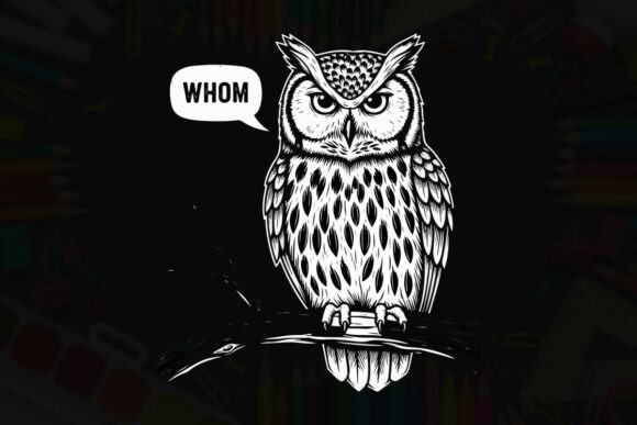 Owl on Branch Whom Typography Design