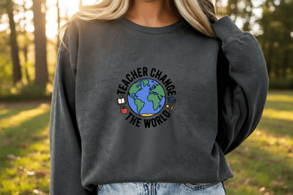 Teacher Change the World Earth SVG for Embroidery